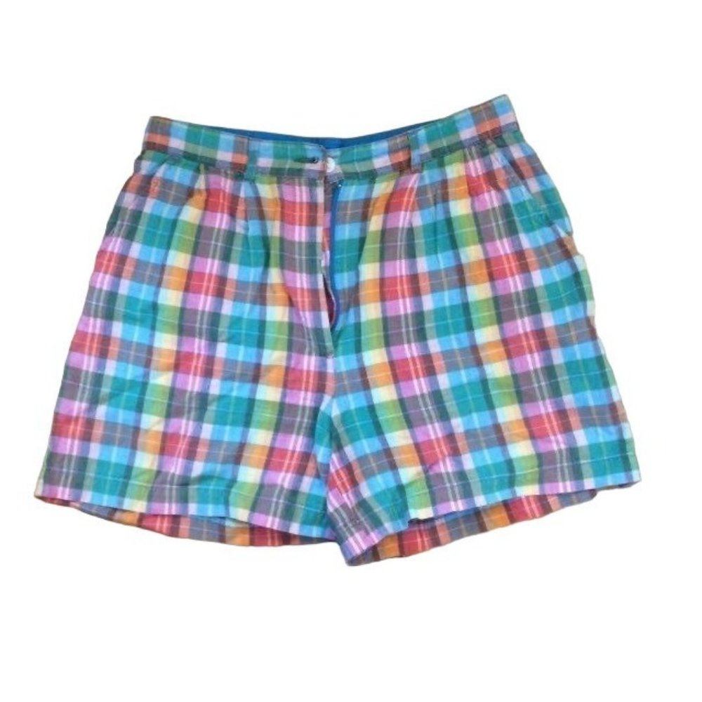 Tommy Hilfiger Rainbow Plaid Shorts Pride Tropical Green Orange Purple Turquoise